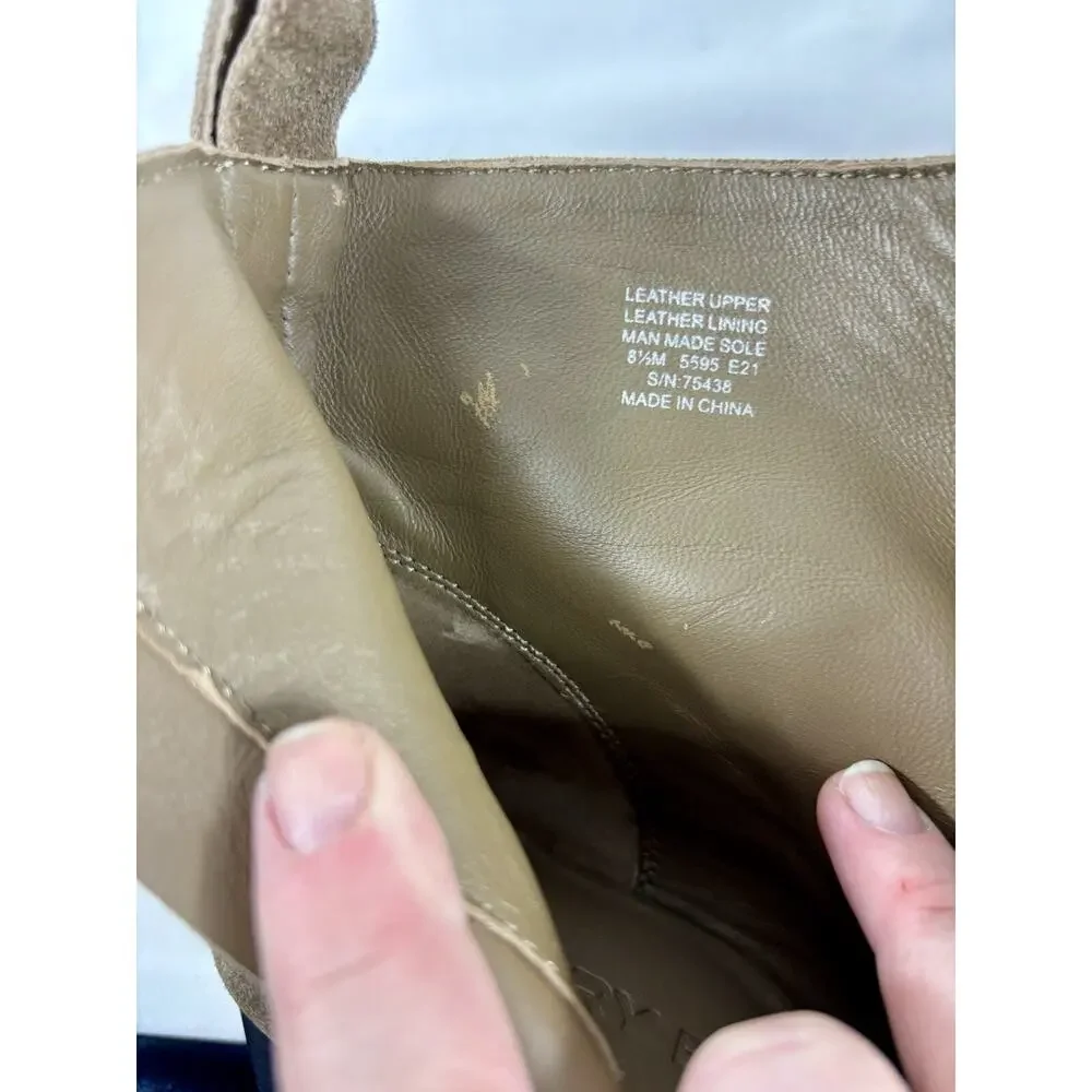 Tory Burch Wedge Boot River Rock Tan Brown Suede 8.5 M Lug Sole